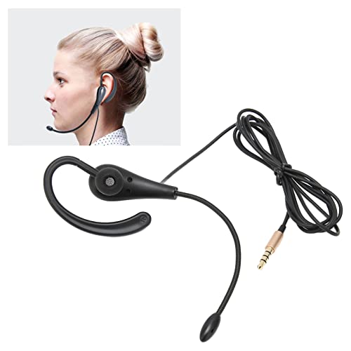 Call Center Headset,Ear Hook Single Sided 3.5mm Headphone with Microphone Single Ear Telephone Headset for Laptop Mobile Phones