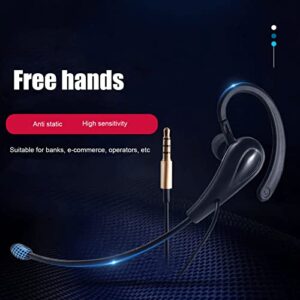 Call Center Headset,Ear Hook Single Sided 3.5mm Headphone with Microphone Single Ear Telephone Headset for Laptop Mobile Phones