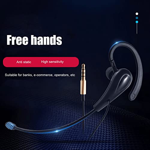 Call Center Headset,Ear Hook Single Sided 3.5mm Headphone with Microphone Single Ear Telephone Headset for Laptop Mobile Phones