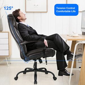 Big and Tall 500lbs Office Chair, Ergonomic Desk Chair,Wide Seat PU Leather Executive Chair with Lumbar Support,High Back Computer Chair,Swivel Task Chair for Heavy People Women,Brown