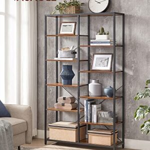 VASAGLE Bookshelf, 5 Tier Bookcase, Free-Standing Shelf, for Bedroom, Living Room, Office, Study, 11.8 x 39.4 x 66.9 Inches, Easy Assembly, Industrial Style, Rustic Brown and Black ULLS155B01