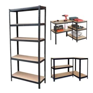 qimu 5-tier heavy duty metal shelving,metal storage shelves, heavy duty shelves organization multipurpose shelf adjustable garage storage shelves,70.8" x 35.4" x 15.7"