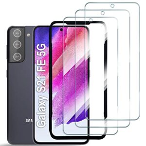 aacl galaxy s21 fe screen protector tempered glass for samsung galaxy s21 fe 5g,6.4 inch,[support fingerprint unlock][full screen coverage (except edges)][9h] [3 pack]