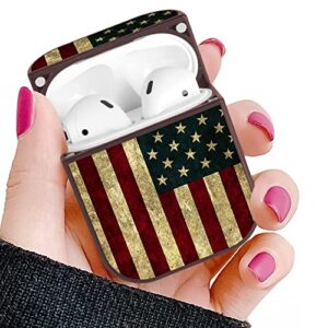ook protective airpods case cover designed for apple airpods 2 & 1, cute american flag patterns shockproof magnetic case cover with portable keychain clip for girls kids women men