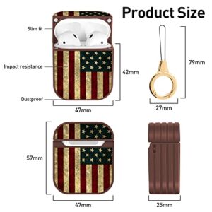 OOK Protective Airpods Case Cover Designed for Apple Airpods 2 & 1, Cute American Flag Patterns Shockproof Magnetic Case Cover with Portable Keychain Clip for Girls Kids Women Men