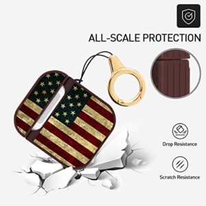 OOK Protective Airpods Case Cover Designed for Apple Airpods 2 & 1, Cute American Flag Patterns Shockproof Magnetic Case Cover with Portable Keychain Clip for Girls Kids Women Men