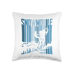 snowmobile and snowmobiler gifts snowmobiling throw pillow, 16x16, multicolor