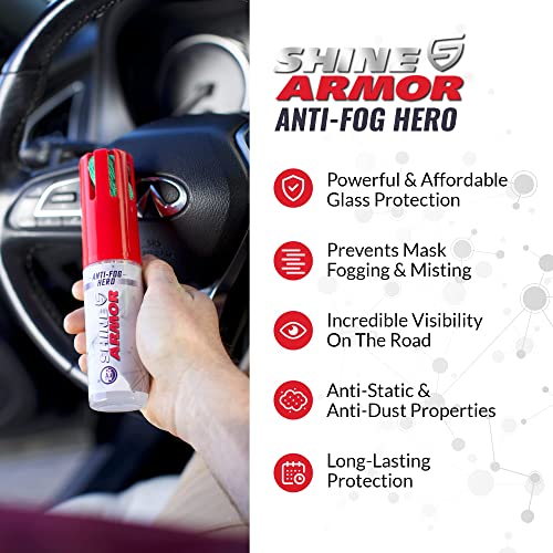 SHINE ARMOR Graphene Ceramic Coating Spray Highly Concentrated for Vehicle Paint Protection and Shine with Hydrophobic Top Coat Technology & Anti Fog Hero Microfiber Cloth Windshield Glasses Spray