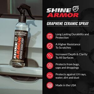 SHINE ARMOR Graphene Ceramic Coating Spray Highly Concentrated for Vehicle Paint Protection and Shine with Hydrophobic Top Coat Technology & Anti Fog Hero Microfiber Cloth Windshield Glasses Spray