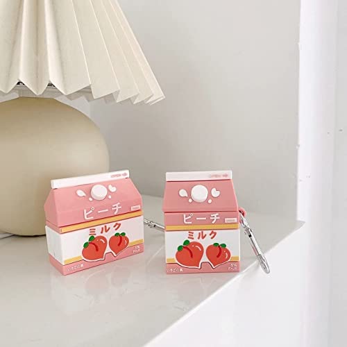 HENJI Case for Airpods 3 2021 New, 3D Cute Strawberry Milk Box Earphone Cases for AirPods 3rd Generation, Cartoon Cover for Earpods Earbuds, for Women Girls Teens (Strawberry Juice)