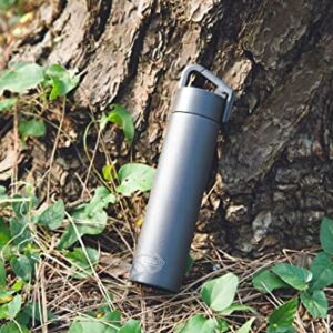 Poketle Personal Insulated Bottle with Hanging Carabiner, Outdoor Portable Bottle, Tall 180ml, Charcoal Gray