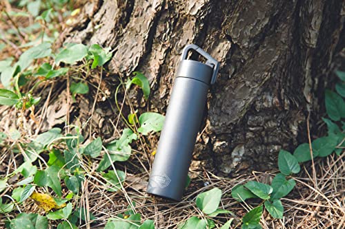 Poketle Personal Insulated Bottle with Hanging Carabiner, Outdoor Portable Bottle, Tall 180ml, Charcoal Gray