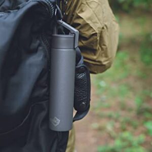 Poketle Personal Insulated Bottle with Hanging Carabiner, Outdoor Portable Bottle, Tall 180ml, Charcoal Gray