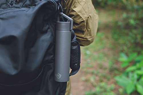 Poketle Personal Insulated Bottle with Hanging Carabiner, Outdoor Portable Bottle, Tall 180ml, Charcoal Gray