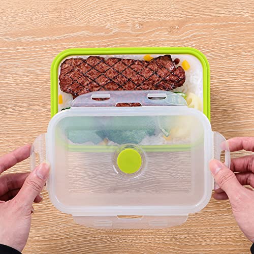 ECOBERI Collapsible Food Storage Containers, Airtight Snap-Top Lids, Microwave, Dishwasher Safe, BPA Free Silicone, Set of 5