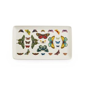 portmeirion botanic garden harmony accents tray white | 13 inch serving platter for sandwiches, desserts and appetizers | porcelain rectangular serving tray with butterfly motif | dishwasher safe