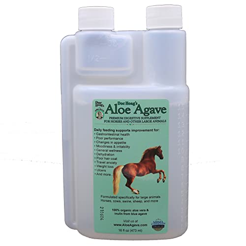 Original Udder Balm Doc Hoag’s Aloe Vera+Agave Premium Horse Supplement for Gut Health, Natural Equine Gastric Support & Stress Relief, Support Ulcer Improvement for Horses and Other Large Animals