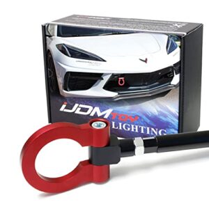 ijdmtoy red track racing style front bumper tow hook o-ring compatible with chevrolet 2020-up corvette c8, made of light weight cnc aluminum