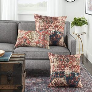 Nicole Curtis Pillow Persian Print Red 24" X 24" Throw Pillow