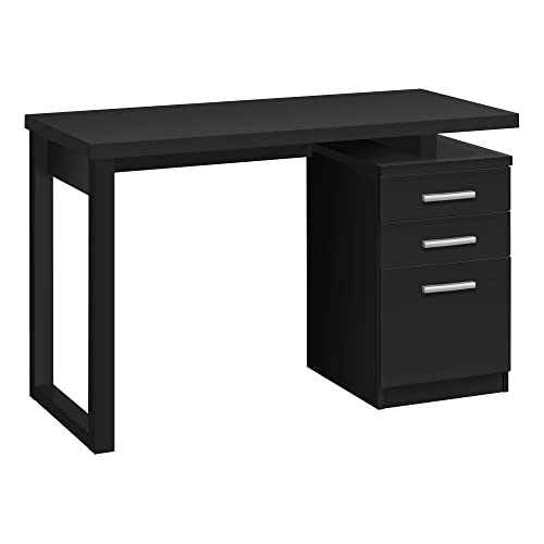 Monarch Specialties 7691 Computer Desk, Home Office, Laptop, Left, Right Set-up, Storage Drawers, 48" L, Work, Laminate, Contemporary, Modern Desk-48 Facing, 47.25" L x 23.5" W x 30" H, Black/Black