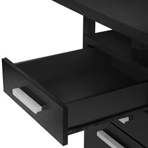 Monarch Specialties 7691 Computer Desk, Home Office, Laptop, Left, Right Set-up, Storage Drawers, 48" L, Work, Laminate, Contemporary, Modern Desk-48 Facing, 47.25" L x 23.5" W x 30" H, Black/Black