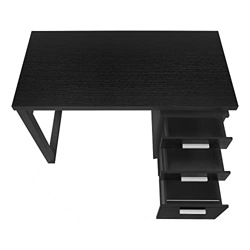 Monarch Specialties 7691 Computer Desk, Home Office, Laptop, Left, Right Set-up, Storage Drawers, 48" L, Work, Laminate, Contemporary, Modern Desk-48 Facing, 47.25" L x 23.5" W x 30" H, Black/Black