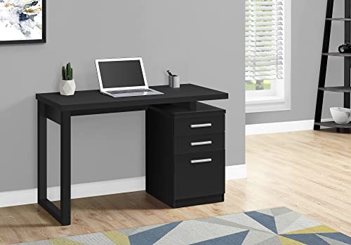 Monarch Specialties 7691 Computer Desk, Home Office, Laptop, Left, Right Set-up, Storage Drawers, 48" L, Work, Laminate, Contemporary, Modern Desk-48 Facing, 47.25" L x 23.5" W x 30" H, Black/Black