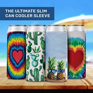 QualityPerfection Slim Can Coolers Sleeves (2 Pack) Insulated, Beer/Energy Drink Premium Neoprene 4mm Thickness Thermocoolers for 12 oz Skinny Beverage Can Covers (Old Paisley)