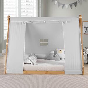 new p'kolino tent twin floor bed - natural or white frame, grey, children’s bedroom furniture … (natural frame)