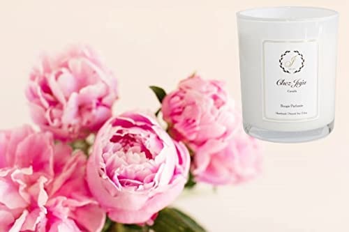 Chez Juju Natural Soy Wax Candle | Peony & Blush Suede | Luxurious Scented Candle Fragrance Aromatherapy | Clean Burning | Handcrafted | Plant-Based Vegan Eco Friendly | Pure Fine Essential Oils