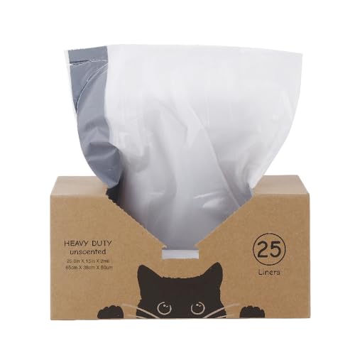 Leo's Loo Too by Casa Leo I Waste Litter Drawer Liner Bags for Automatic Litter Boxes I Heavy Duty 2mil Thick with Drawstring I Unscented 25 count