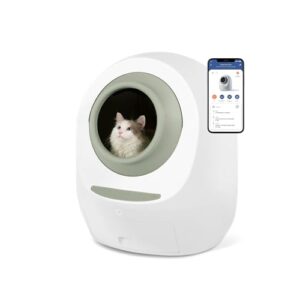leo's loo too by casa leo - no mess automatic self-cleaning cat litter box includes charcoal filter, built-in scale, smart home app with voice control