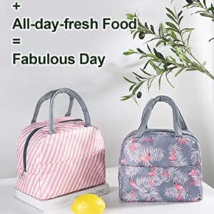 WOOMADA Insulated Lunch Bag for Women Men Reusable Waterproof Lunch Box Cooler Tote Bag with Pockets for Office Work, Picnic, Travel (flamingo)