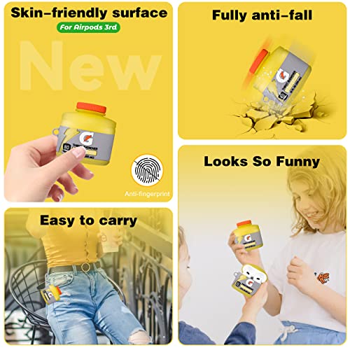 Mulafnxal for Airpods 3 3rd Generation Case Cute 3D Lovely Unique Cartoon for Airpod 3 Silicone Cover Fun Funny Cool Design Fashion Cases for Boys Girls Kids Teen for Air pods 3 (2022) (Yellow Drink)