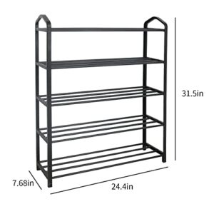 ZOES HOMEWARE 5 Tier Shoe Rack Freestanding Shoe Organizer 15 Pair Shoe Rack Sturdy Household Dormitory Shoe Shelf Closet Entryway Garage Shoe Rack 31 inch Free Standing Shoe Shelf Metal