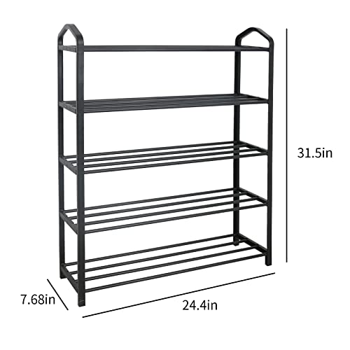 ZOES HOMEWARE 5 Tier Shoe Rack Freestanding Shoe Organizer 15 Pair Shoe Rack Sturdy Household Dormitory Shoe Shelf Closet Entryway Garage Shoe Rack 31 inch Free Standing Shoe Shelf Metal