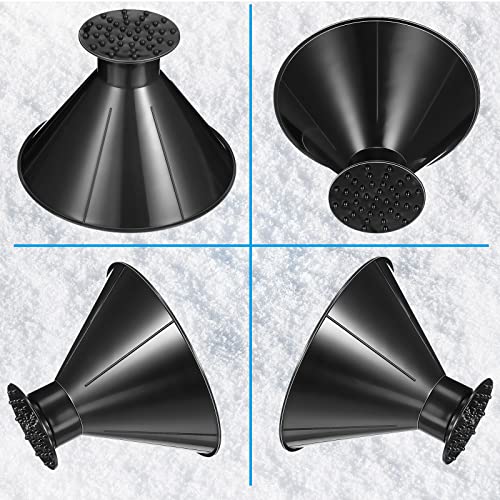 Hicarer 4 Pack Magical Ice Scraper Round Snow Scraper Funnel Car Snow Removal Shovel Tool Cone Magic Car Ice Scraper Winter Car Accessories for Car Windshield Window Vehicle Truck Automotive