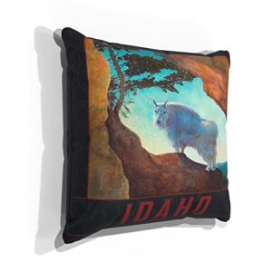 Idaho Mountain Goat Canvas Throw Pillow for Couch or Sofa at Home & Office from Oil Painting by Artist Kari Lehr 18" x 18".