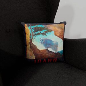 Idaho Mountain Goat Canvas Throw Pillow for Couch or Sofa at Home & Office from Oil Painting by Artist Kari Lehr 18" x 18".