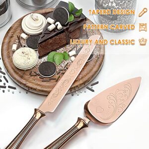 KSENDALO Rose Gold Cake Knife and Server Set, Elegant Cake Cutting Set for Weddings, Premium Cake Cutter, Ideal Cake Cutter Wedding Set, Perfect for Cake Slicing and Serving,13.78inch Long