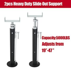 2pcs Heavy Duty RV Slide Out Support Jacks Adjusts from 19" to 47", 5000lb Capacity for RV, Camper and Travel Trailer. (19" to 47")