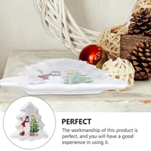 Angoily Christmas Tree Shaped Platter Ceramic Christmas Serving Platter Tray with Xmas Tree and Snowman Printed for Appetizer, Food Snacks, Fruit, Dessert for Xmas Party Table Decor, 26. 5x23. 2cm