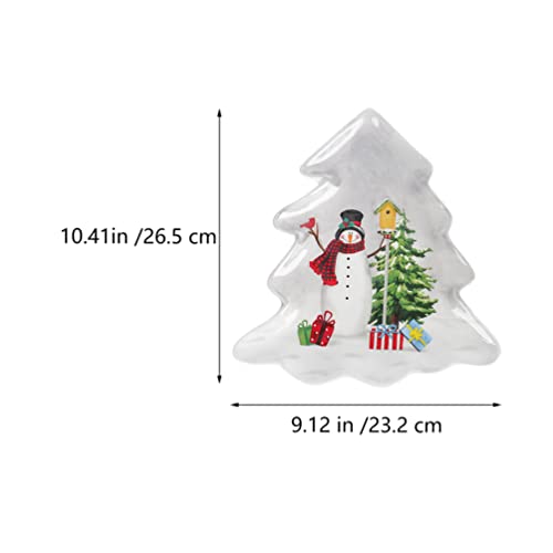 Angoily Christmas Tree Shaped Platter Ceramic Christmas Serving Platter Tray with Xmas Tree and Snowman Printed for Appetizer, Food Snacks, Fruit, Dessert for Xmas Party Table Decor, 26. 5x23. 2cm