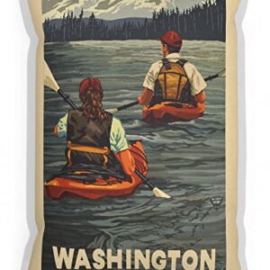 Washington Kayakers Canvas Throw Pillow for Couch or Sofa at Home & Office from Travel Artwork by Artist Paul A. Lanquist 13" x 19".