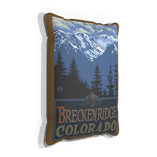 Breckenridge Colorado Snowy Mountain Ridges Canvas Throw Pillow for Couch or Sofa at Home & Office from Travel Artwork by Artist Paul A. Lanquist 13" x 19".