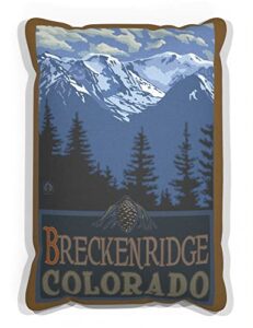 breckenridge colorado snowy mountain ridges canvas throw pillow for couch or sofa at home & office from travel artwork by artist paul a. lanquist 13" x 19".