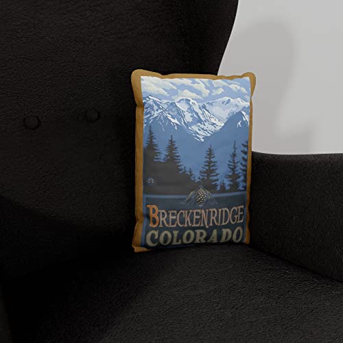 Breckenridge Colorado Snowy Mountain Ridges Canvas Throw Pillow for Couch or Sofa at Home & Office from Travel Artwork by Artist Paul A. Lanquist 13" x 19".