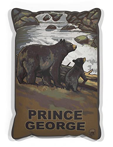 Prince George British Columbia Canada Bear Cub Falls Canvas Throw Pillow for Couch or Sofa at Home & Office from Travel Artwork by Artist Paul A. Lanquist 13" x 19".