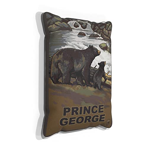 Prince George British Columbia Canada Bear Cub Falls Canvas Throw Pillow for Couch or Sofa at Home & Office from Travel Artwork by Artist Paul A. Lanquist 13" x 19".