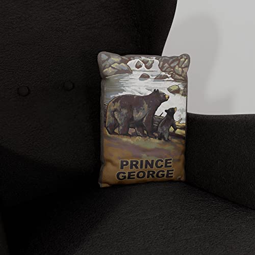 Prince George British Columbia Canada Bear Cub Falls Canvas Throw Pillow for Couch or Sofa at Home & Office from Travel Artwork by Artist Paul A. Lanquist 13" x 19".